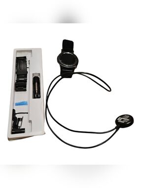 Samsung Black Smartwatch with Charging Dock And Metal Replacement Band